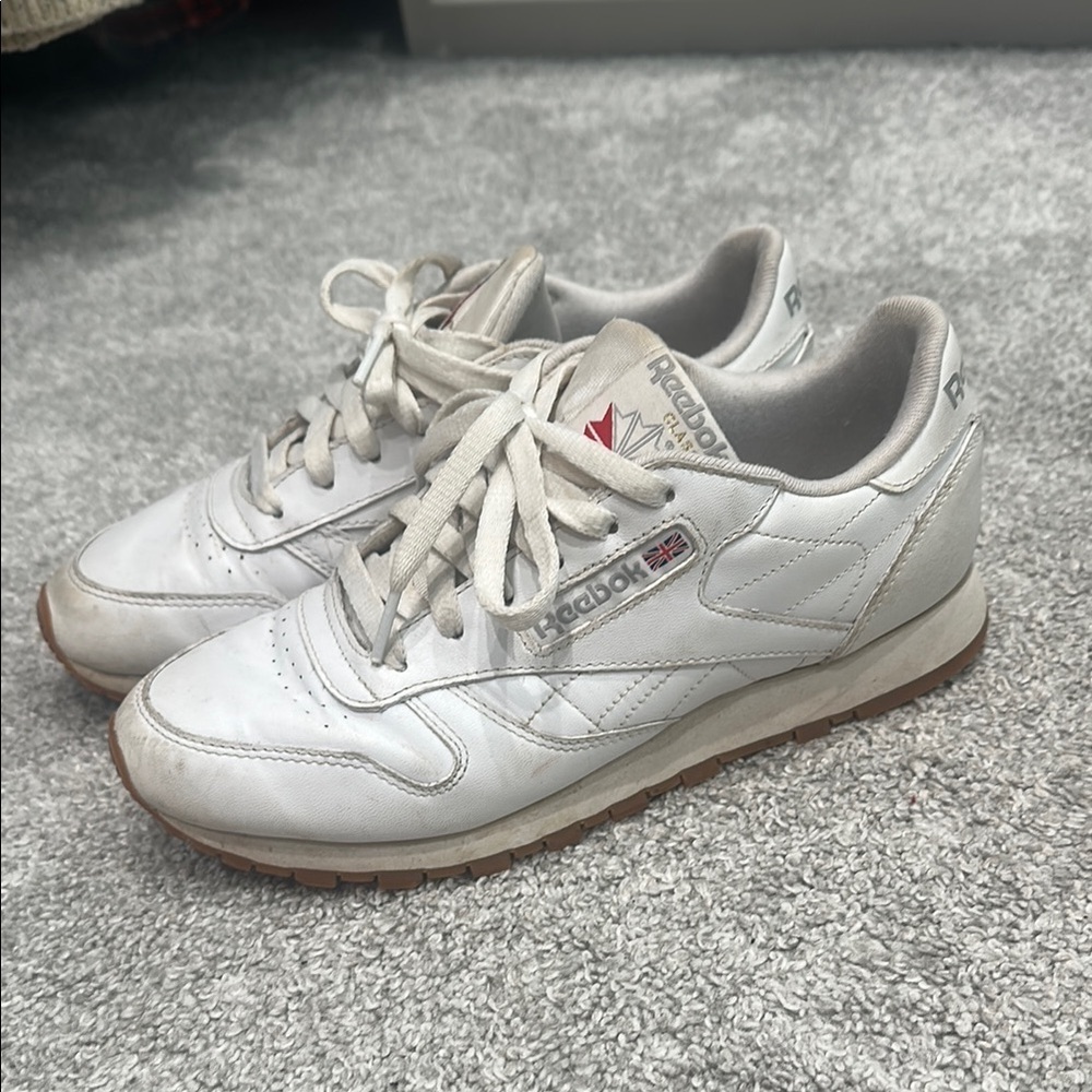 Reebok Classic White Leather Sneakers size 7.5 good used condition. 80s - Picture 5 of 14